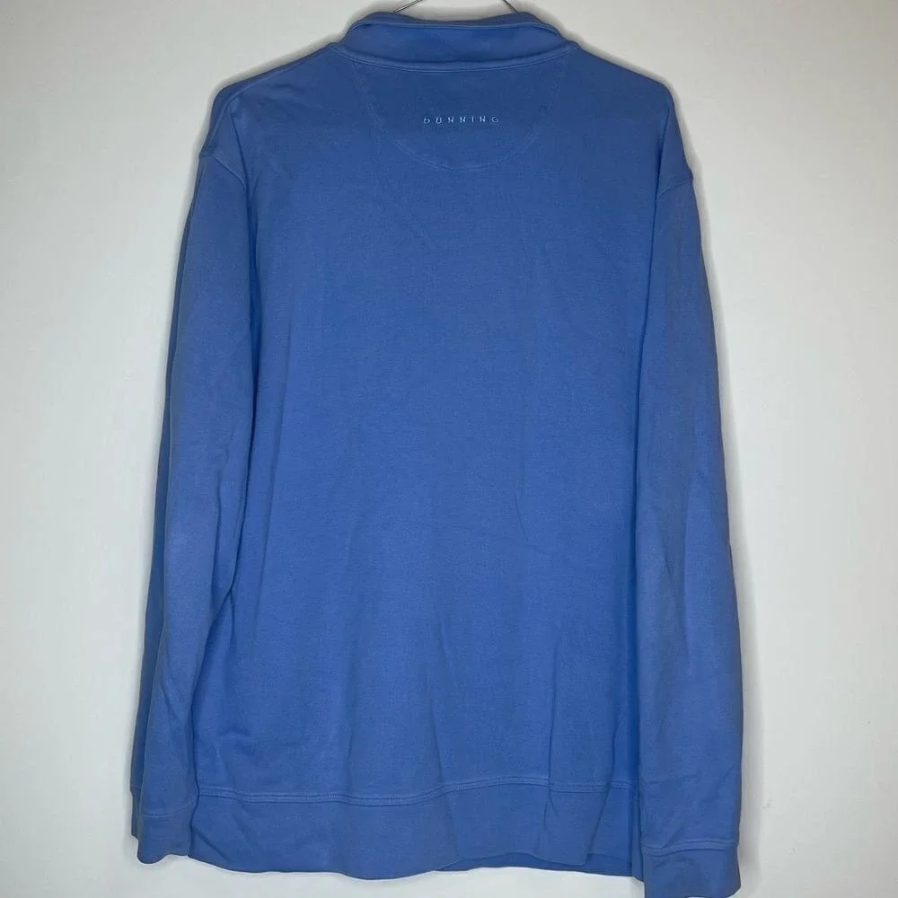 Dunning Mens XXL Blue 100% Pima‎ Cotton Quarter Zip Golf Pullover Sweatshirt